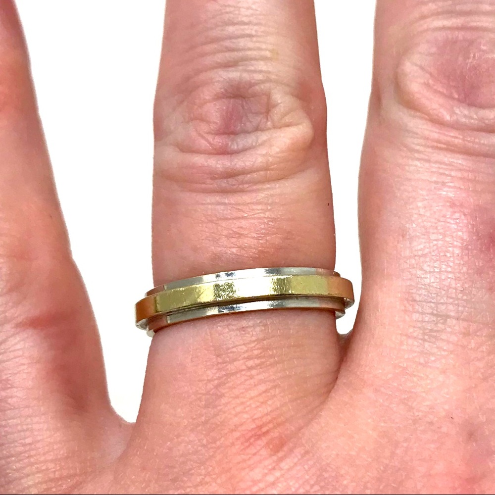 Gucci 18k White & Yellow Gold Unisex Wedding Band / Fine Jewelry Ring